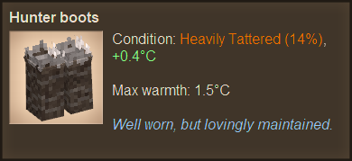 Hover tooltip for worn hunter boots